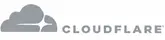 Cloudflare logo featuring a stylized grey cloud with a sunburst, followed by the word “CLOUDFLARE” in uppercase grey letters.