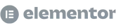 Gray Elementor logo with a circular "E" icon to the left of the word "elementor" in lowercase letters on a light background.